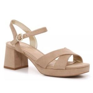 KELLY & KATIE • Mushroom Microsuede Liliena Platform Sandal Includes Box